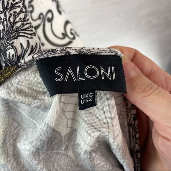 Saloni Floral Brushstroke Capped Sleeve Silk Top - Picture 6 of 7